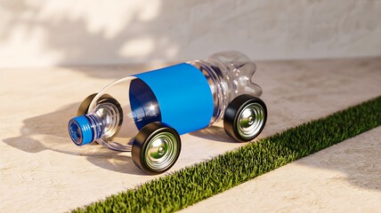 Creative toy car made from recycled plastic bottle promoting eco sustainability