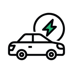 Electric car with charging sign