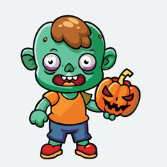 design logo icon vector illustration halloween cute zombie