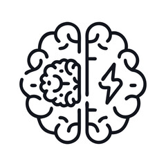 Brainstorming concept, brain with lightning and gear