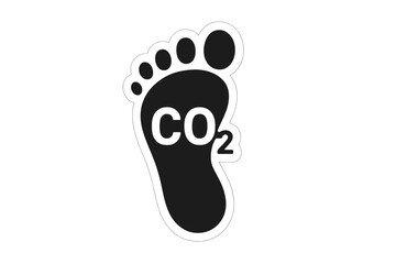 Carbon footprint icon with CO2 letters. Vector symbol of ecological footprint. Metaphor for climate change and global warming. Greenhouse gas emissions sign. Environmental impact.