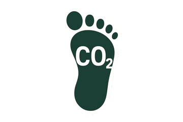 Carbon footprint symbol vector illustration, green footprint with CO2 text, environmental awareness icon, eco climate change concept, sustainability, reduce carbon emissions graphic design