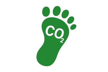 Green carbon footprint symbol with CO2 text, eco environment sticker, sustainable energy, global warming, carbon emissions reduction, clean energy, climate change awareness, ecological responsibility