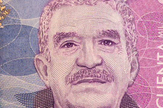Gabriel Garcia  Marquez a closeup portrait from Colombian money