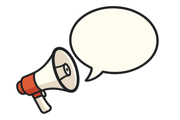 Megaphone with speech bubble vector illustration, announcement banner design with transparent background, communication and advertising concept, marketing promotion icon set