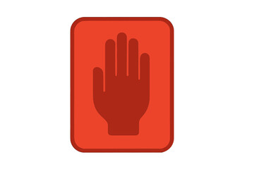 Red stop hand banner with no sign symbol, vector illustration with transparent background, prohibition gesture, hand stop icon, warning and caution concept, vector graphic for safety and alerts