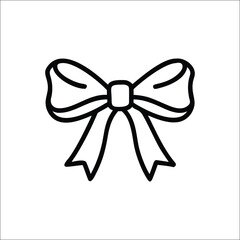 Elegant Hand-Drawn Decorative Bow Outline—Use in Gift Wrapping, Celebratory Occasions, Greeting Cards, and Craft Projects.