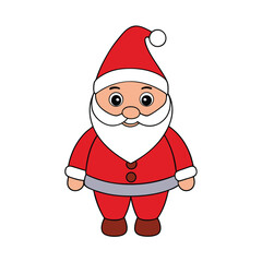 Charming Cartoon Santa Claus with Big White Beard and Red Suit—Jolly Christmas Character for Holiday Greetings, Seasonal Decorations, and Festive Design Projects. 