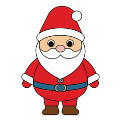 Charming Cartoon Santa Claus with Big White Beard and Red Suit—Jolly Christmas Character for Holiday Greetings, Seasonal Decorations, and Festive Design Projects. Ideal for posters, invitations, decor
