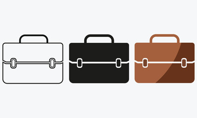 Briefcase icon set. Business bag, portfolio symbol. Vector illustration isolated on white background