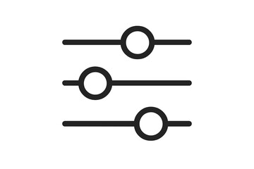 Minimalist adjustment sliders icon vector, settings control interface symbol, user experience customization button, simple black UI design, transparent background, graphic resource for web and apps