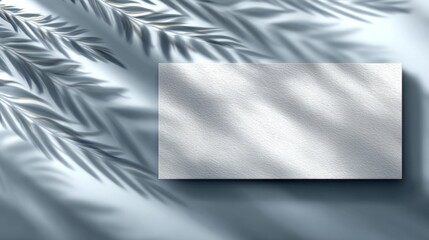 Soft shadows of leaves cast on a light surface create a serene background for design elements and messages