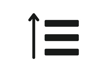 Sorting list icon. Ascending order sort. Data arrangement and classification concept. Filter and organize information. UI UX element for web and app. Vector list symbol.