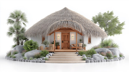Rustic Eco Bamboo Hut with Garden and Trees