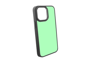 Mobile phone case isolated on white background. Smart phone case isolated. Modern silicone case for smartphone or phone with cutouts for the camera.