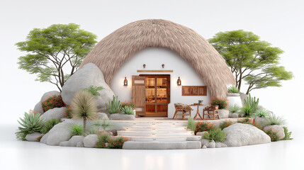 Tropical Round Hut with Garden