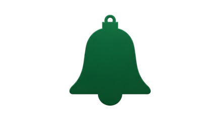 Green bell ornament with hanging loop isolated on a transparent background Christmas holiday