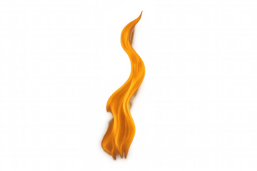 Burning fire flame element with hot orange and yellow light, dynamic flickering glow on transparent background