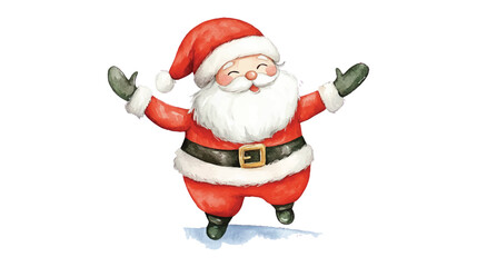 Christmas watercolor Santa Claus character cute holiday festive illustration for winter celebration greetings cards and posters