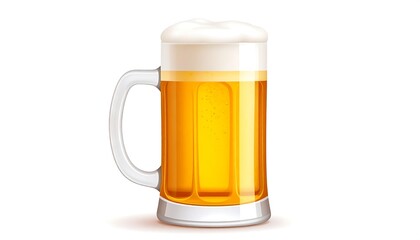 Glass beer mug with frothy head