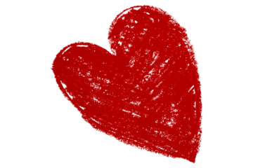 Valentine's Day chalk crayon red heart illustration isolated on transparent background