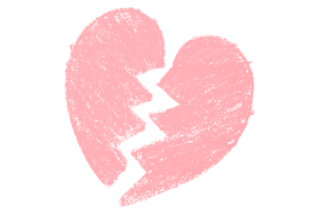 Valentine's Day pink chalk crayon heart illustration isolated on transparent background