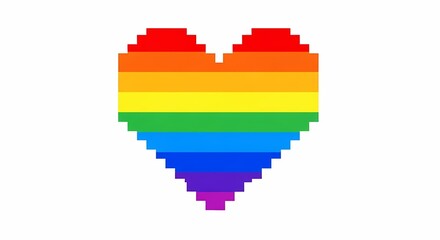 Pixelated Rainbow Heart Icon LGBTQ Pride Symbol Love Diversity Inclusion and Equality Concept