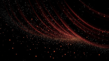 Naklejka premium Cosmic Dust Trails: An ethereal scene unfolds as trails of radiant particles cascade across a dark, boundless expanse, evoking a sense of wonder and infinite possibilities.
