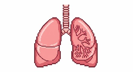 Pixel Art Lungs Icon Anatomical Illustration of Respiratory System Medical Healthcare Concept