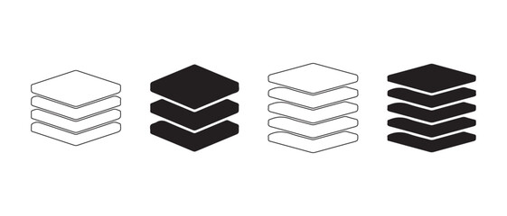 Layer icon set. isolated on white background, stack of paper or documents.