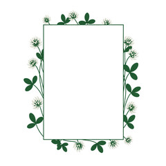 White Clover Floral Frame Border Design.