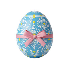 Decorated Easter egg with ribbon and pattern isolated on transparent background