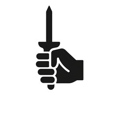 Hand holding a screwdriver upright.