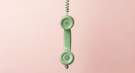 Vintage Connection Nostalgic Communications in Olive Green Telephone Handset on Light Pink 110 Chars here
