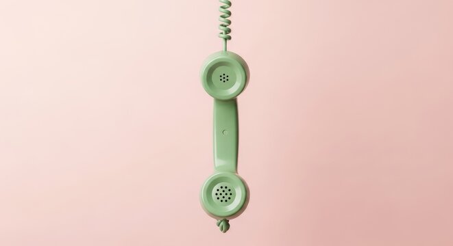 Vintage Connection Nostalgic Communications in Olive Green Telephone Handset on Light Pink 110 Chars here