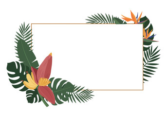 Tropical Floral Frame with Lush Greenery.