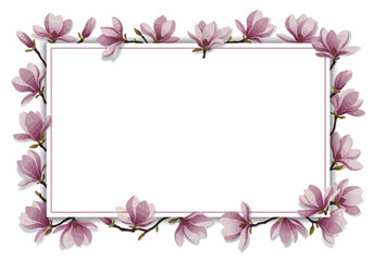 Elegant Magnolia Blossom Frame for Spring.