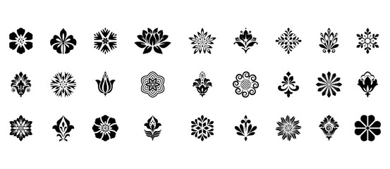 Flower icons set. Isolated elements for design. Vector graphics.