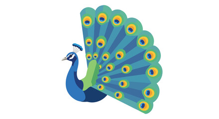 Stylized peacock illustration with vibrant plumage and elegant design elements, perfectly capturing the essence of beauty and grace in nature