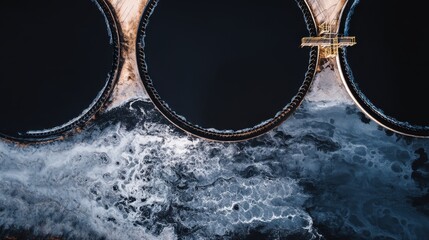 Industrial water treatment process coastal area aerial view nature's contrast environment sustainability