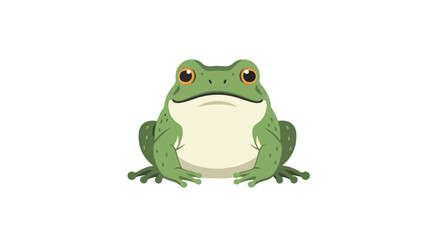 Fototapeta premium Cartoonish Illustration of a Green Frog Sitting with a Blank Stare on a Plain White Background Ideal for Children's Media or Educational Purposes
