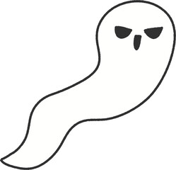 Cute Hand-drawn Ghost Clipart Set — White and Gray Spirit Illustrations for Halloween Decor, Stickers, and Kids Design