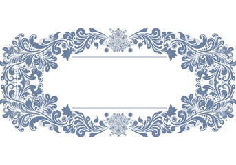 Elegant Blue Floral Frame Design.
