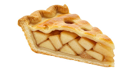 Delicious Golden crusted Apple Pie Slice with Visible Fruit Filling