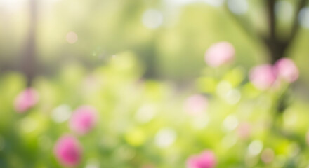 Obraz premium Abstract flowers in a garden with soft light and bokeh