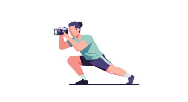 Focused photographer in action capturing a unique perspective with dedication and precision, demonstrating artistic passion and skill for visual