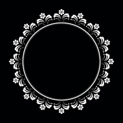 Decorative frame Elegant vector element for design in Eastern style, place for text. Floral black and white border. Lace illustration for invitations and greeting cards.