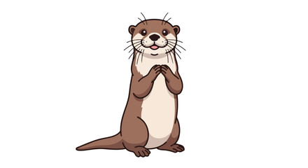 Charming River Otter Illustration with Sweet Expression, Perfect for Children's Books and Educational Material showcasing endearing animal character