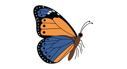 Illustrative depiction of a monarch butterfly with vibrant wing patterns against a clean white background showcasing the intricate details and