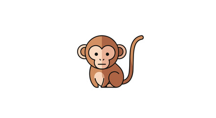 Whimsical cartoon monkey illustration with minimalist design and clean lines created for children books and educational materials